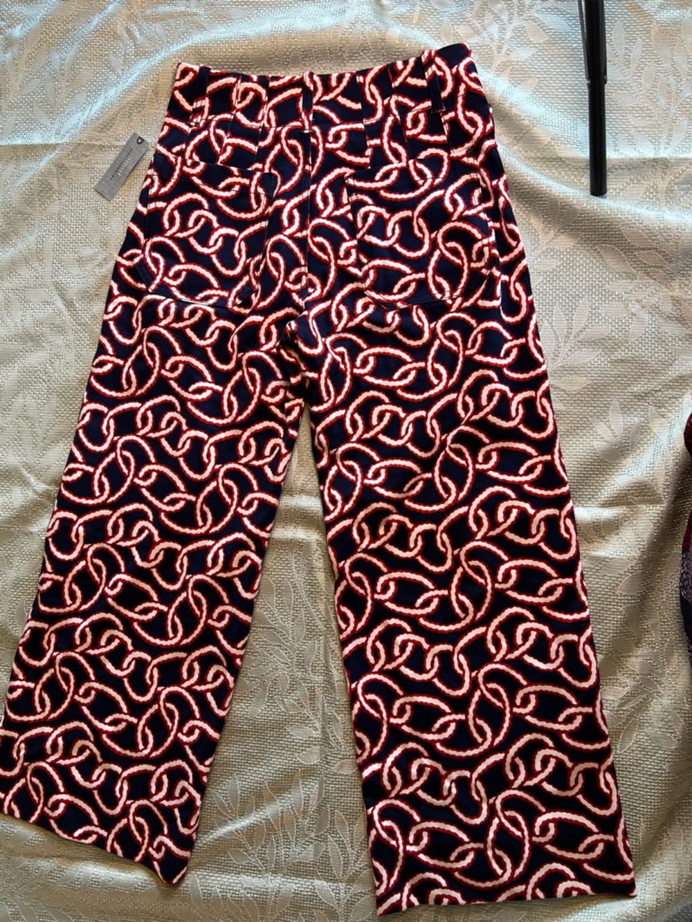 Mauve Women's Navy Pants with Coral Chain Print